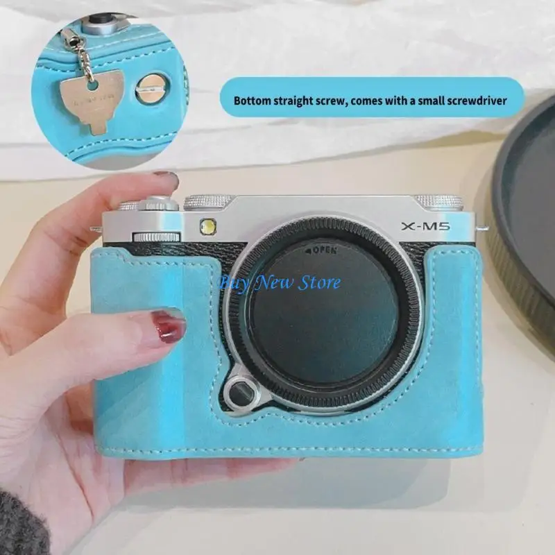 

20CE Elegant PU Leather Half Camera Case Bag Cover for XM5 Easy Battery Acceess