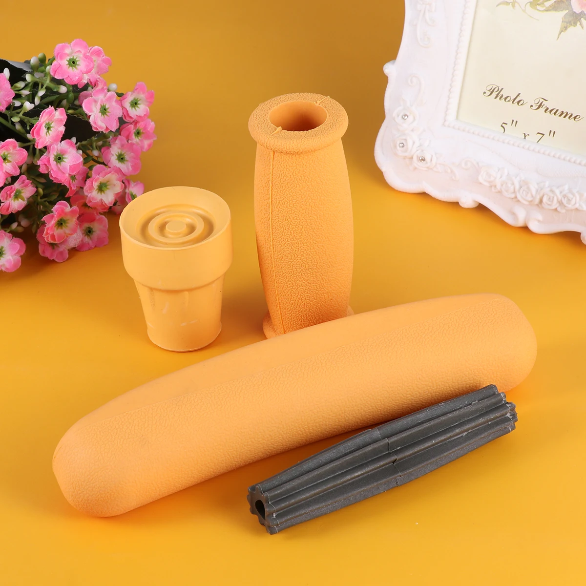 

8pcs 1 Set Rubber Axillary Handle Grip For Crutch Non-Slip Soft Hand Grip Replacement Easy Install Fits Aluminum Wood Crutches