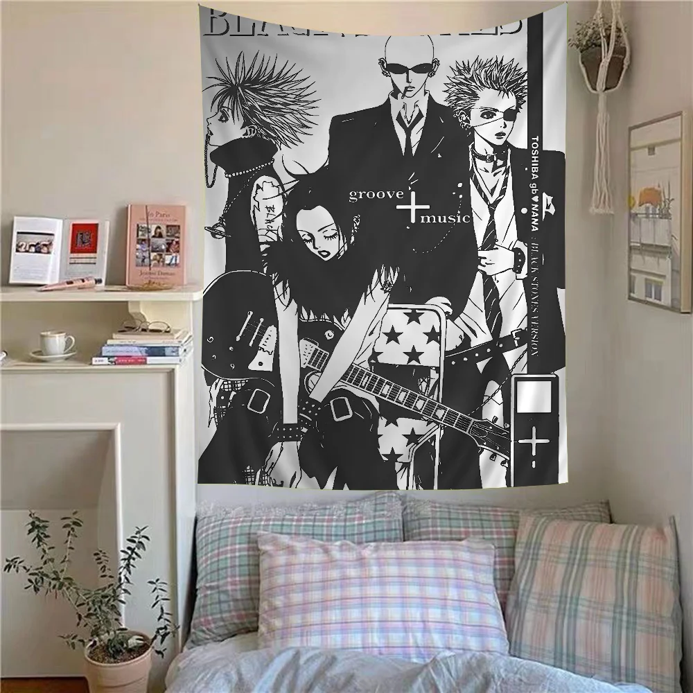 Wandteppich mit Anime-Motiv, blau-lila, kurzhaariger Charakterdruck, personalisiertes Schlafzimmer im japanischen Stil, trendige Raumdekoration