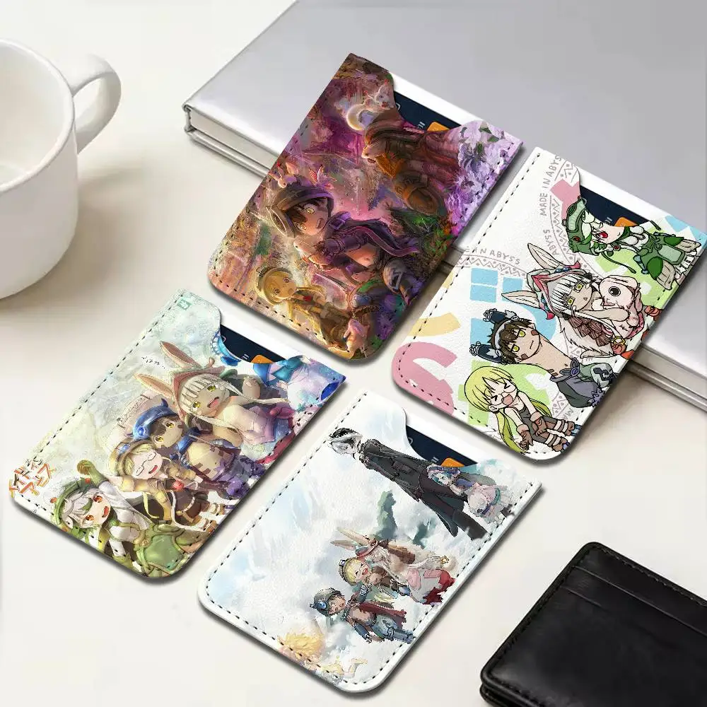 Anime Made In Abyss Lightweight Leather Card Holder Palm Pattern Protective Cover for Bus Card ID Card Compact Size