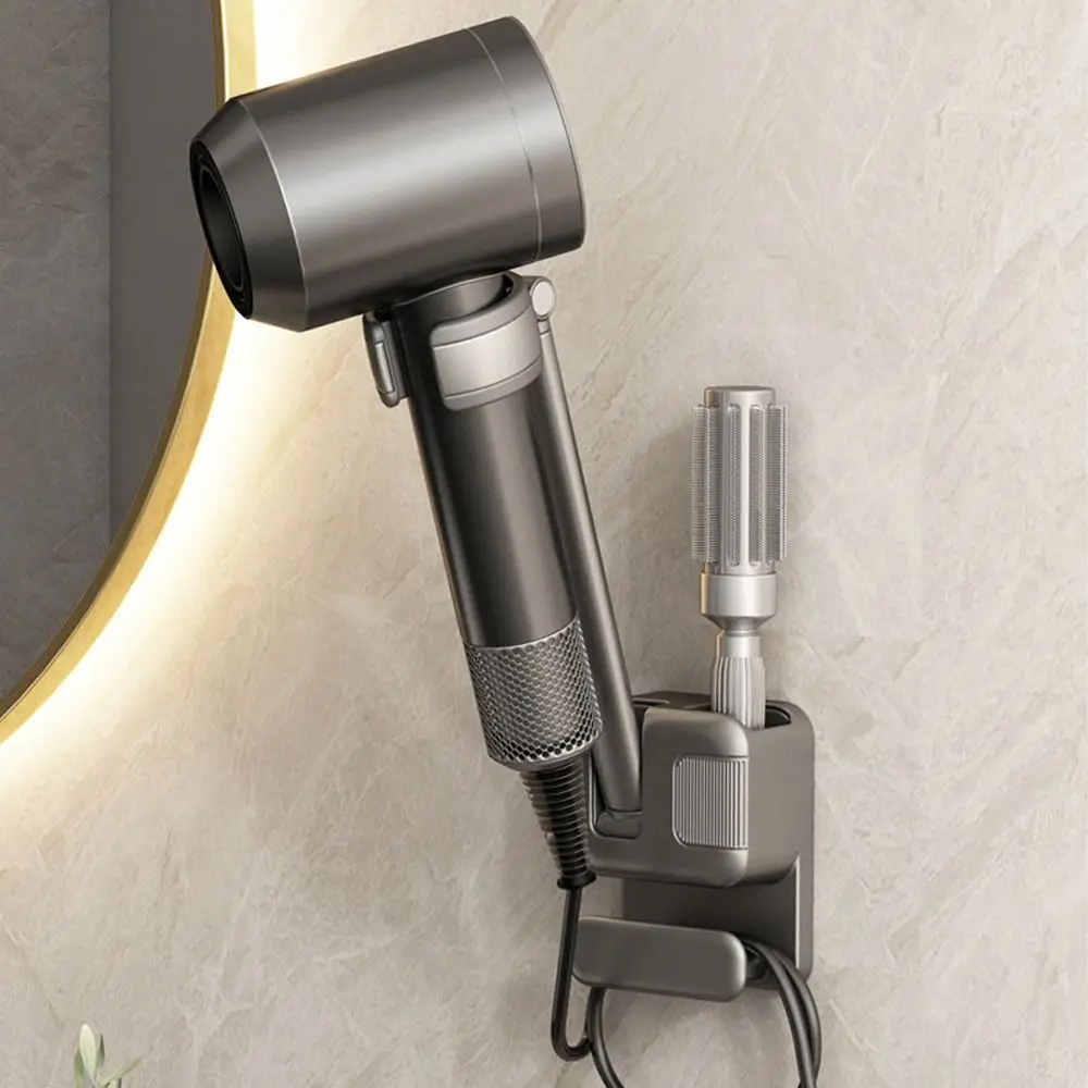 

Wall Mount Hairdryer Stand Rotating Non-Drilling Hair Dryer Organizer Angle Adjustable Hair Dryer Holder