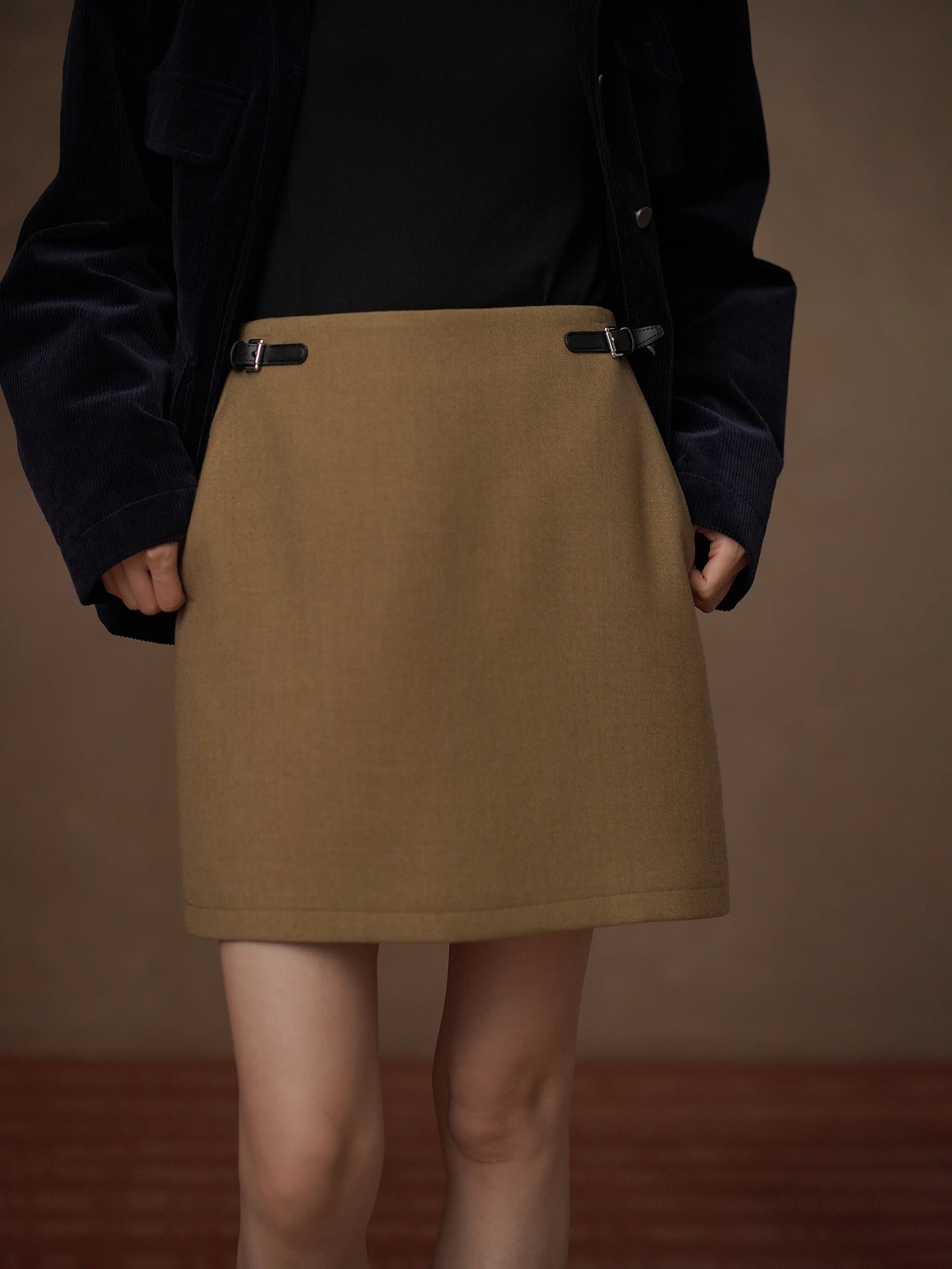 Hacikis Miss High Waist A-Line  Skirt Floral Texture Commute Friendly for Short Women Polyester Blend City Walk Ready