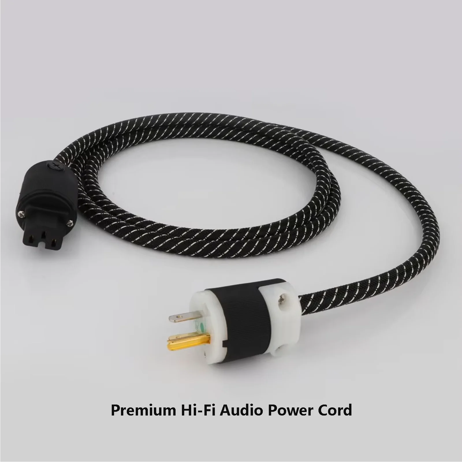 Premium Hi-Fi Audio Power Cord Copper Shielded Cable with Gold Plated US Plug for Audiophile/Home Theater