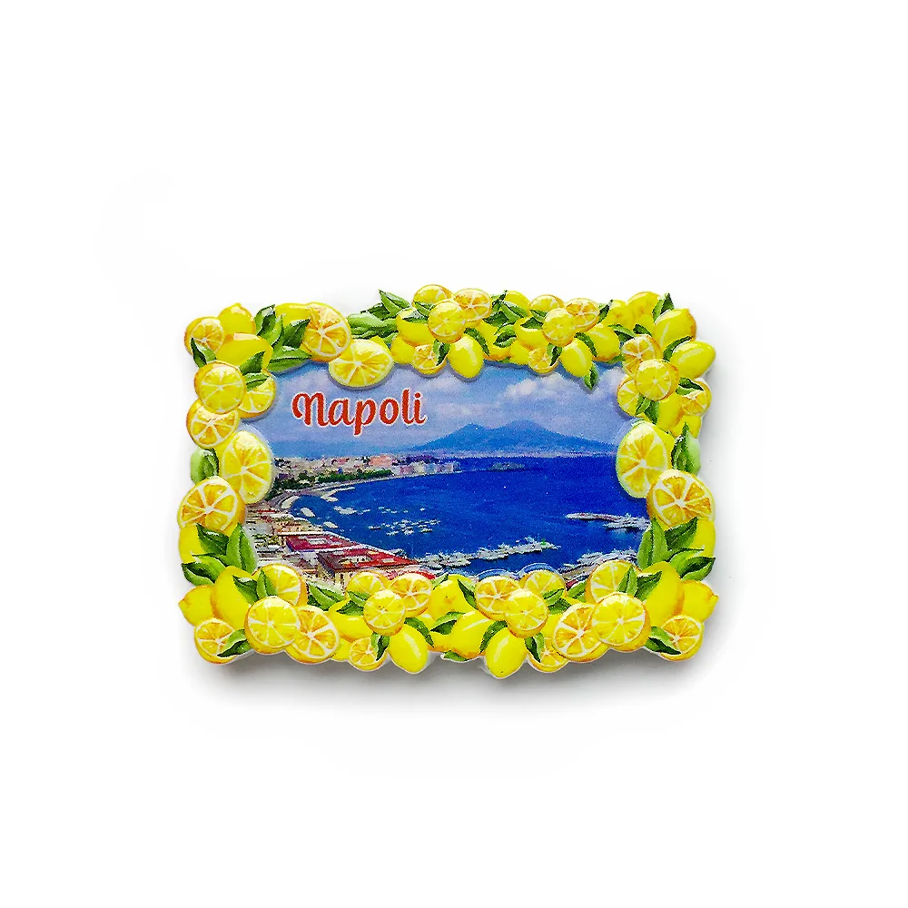 

Italian Naples Scenery Lemon Frame Resin Fridge Magnet Decorative Sticker