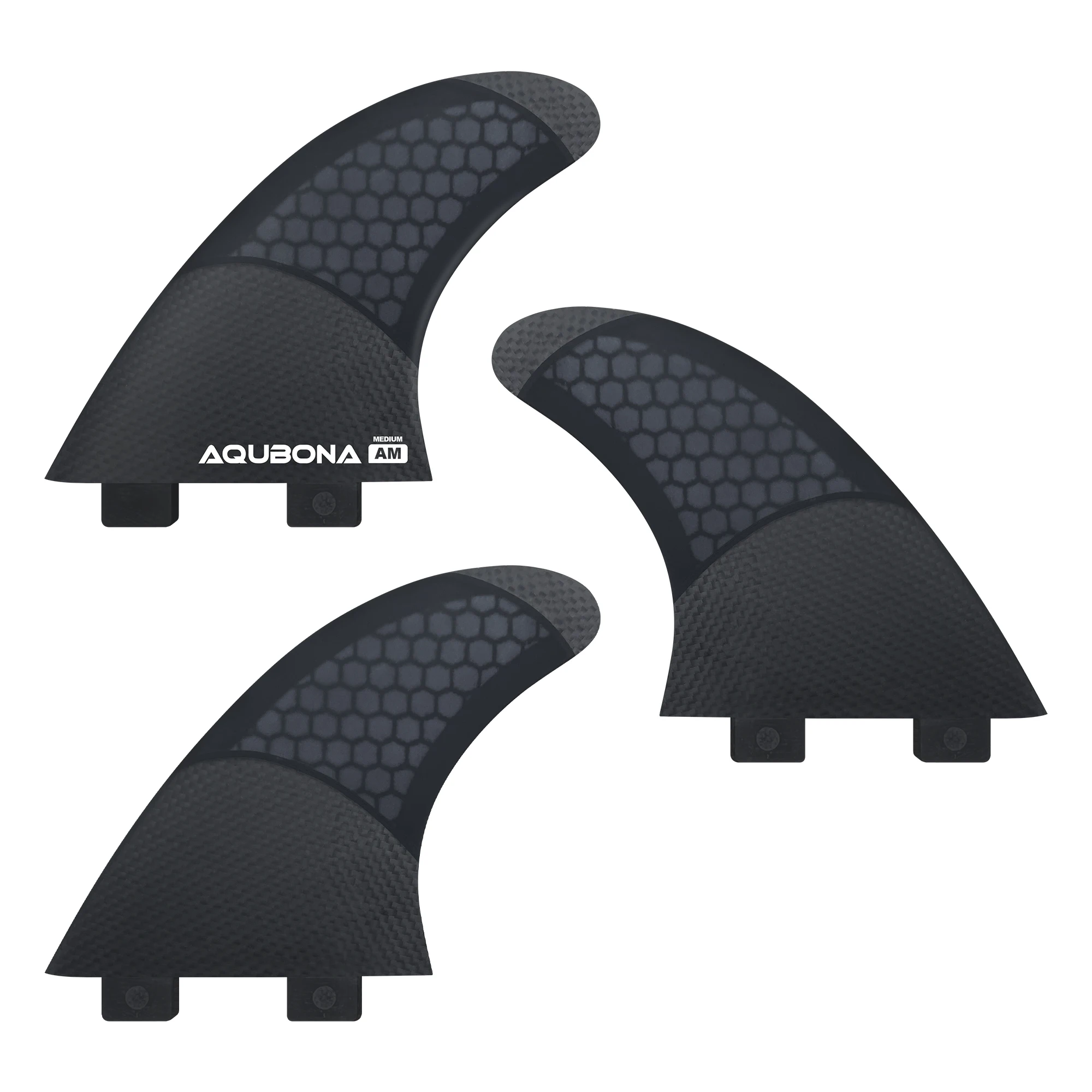 AQUBONA 3 Pcs Surf Fin Half Carbon+Honeycomb F1 G5/G7 Twin Tab Fin Fiberglass Surfing Tri Fins Surfboard Accessories