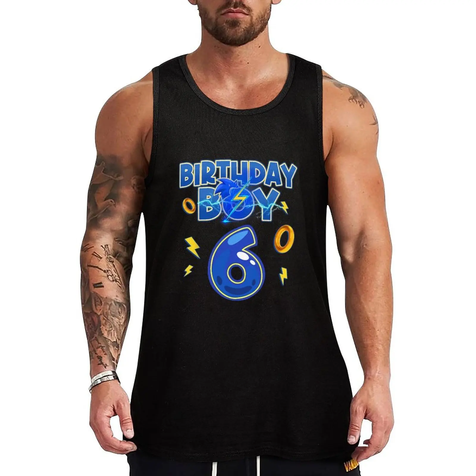 

Birthday Boy 6Th Matching For Family, Funny Hedgehog Party Gift Tank Top quick-drying t-shirt Men sleeveless tee Top