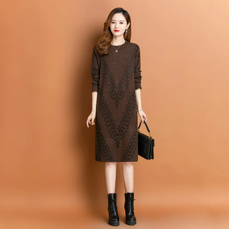 2023 New Fashion Knitted Dress Women's Autumn And Winter Versatile Loose Fit Fleece Dress Korean Version Loose Fit Cashmere Vest