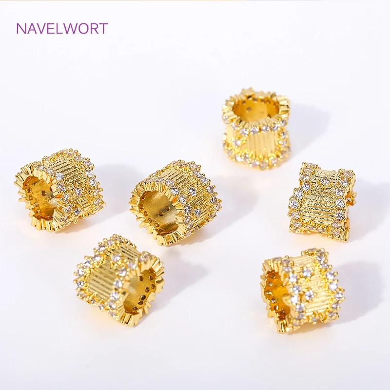 

Brass 18K Gold Plated Round Spacer Beads,Premium Luxury Accessories,Inlaid Zircon Loose Beads DIY Jewelry Making Fittings