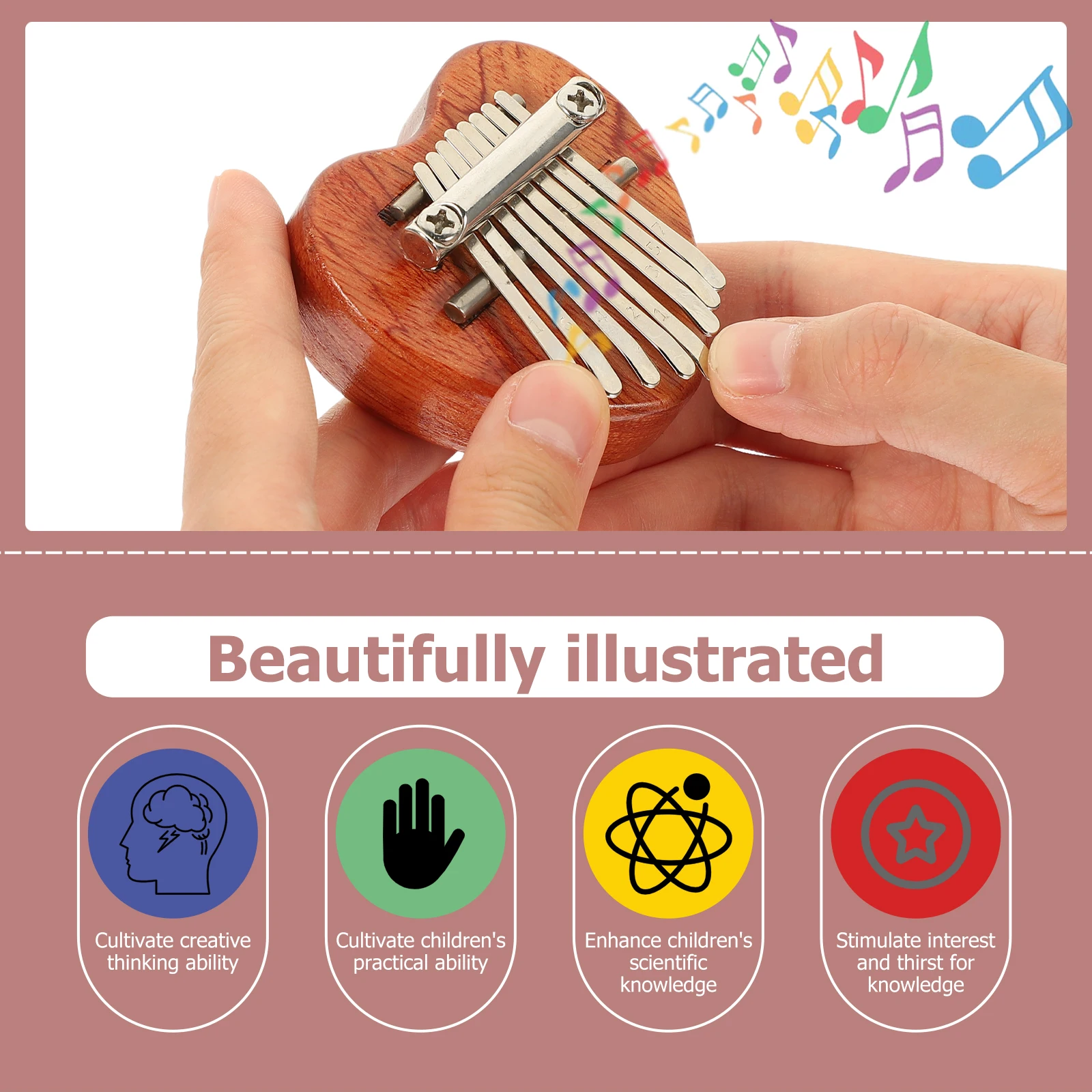 

3 Pcs Wooden Thumb Piano Kalimba 17 Keys Professional Folding Music Pianos for Kids Mini Finger Instrument Love Portable