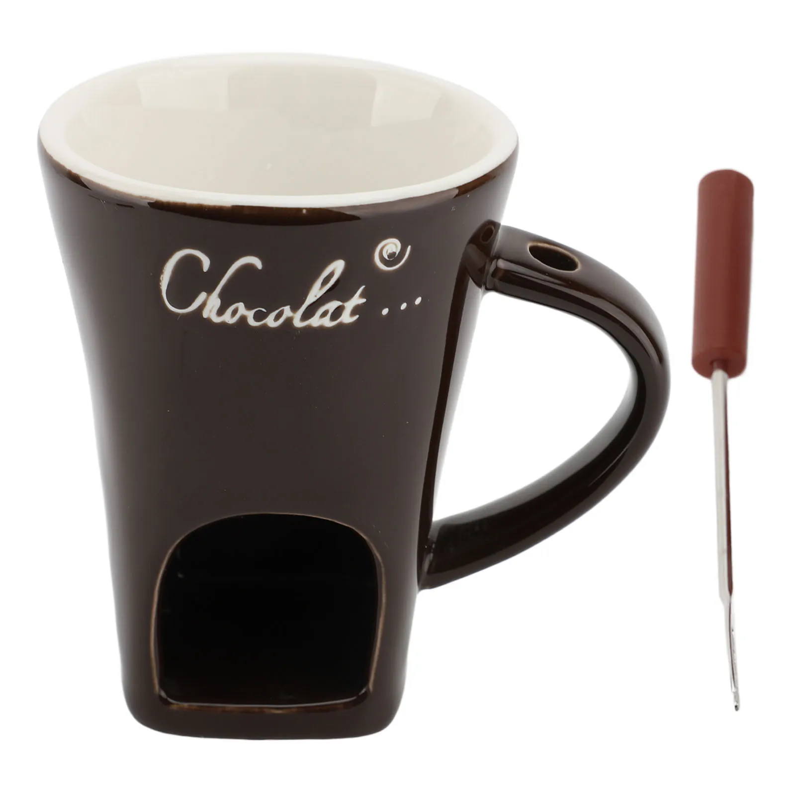 Chocoladesmeltbeker Chocoladesmeltfonduemok Keramische boterwarmer Pot Chocoladesmeltbenodigdheden met vork voor keuken