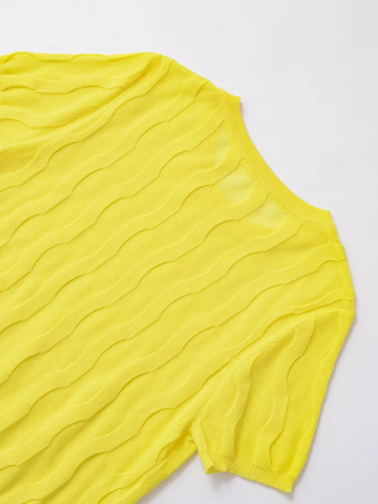 YY26157 ZA25 Summer New Women's Clothing Simple Texture Jacquard Round Neck Short Sleeve Knitted T-shirt Short Top 4737007