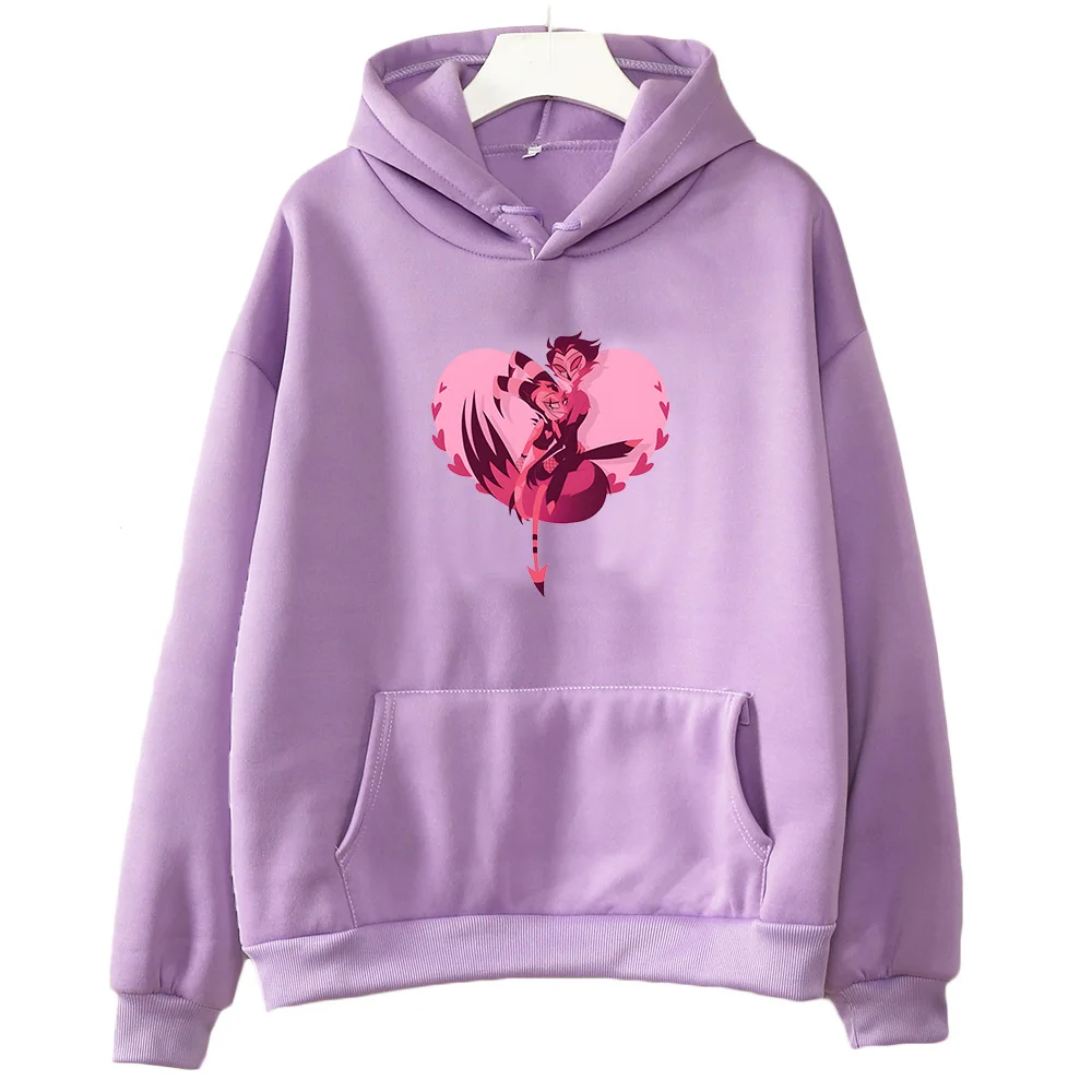 

Helluva Boss Hooded Cartoon Print Japanese Anime Cute Sweatshirt Funko Pop Fleece Comfortable Clothes Unisex Harajuku Pullovers