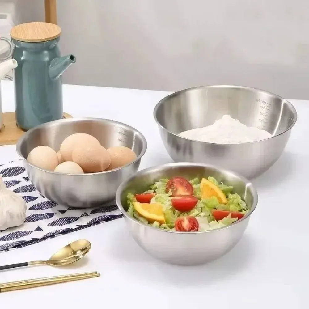 Stainless Steel Mixing Bowl Set , with Measurement Markings, for Cooking, Baking & Food Storage 5