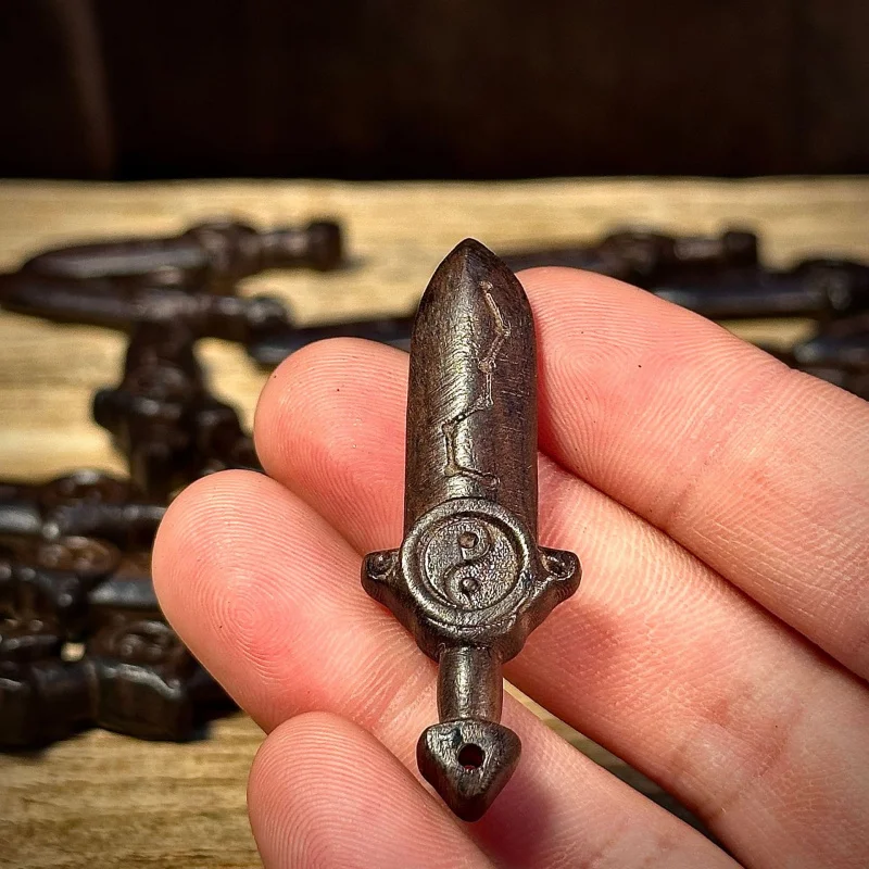 Ebony Wood Purple Maw Small Sword Seven-Star Ornament Taoist Tool Portable Accessory Car Hanging