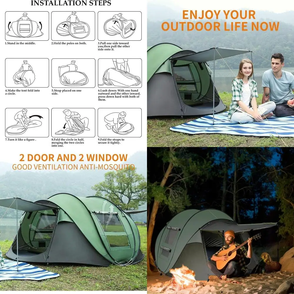 Pop-up kampeertent 2/4 personen, directe familietenten, eenvoudige installatie automatische tent voor kamperen, wandelen en reizen