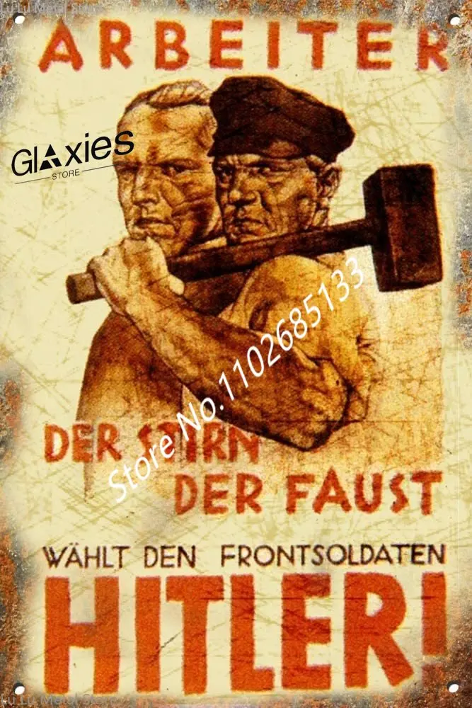 Placa de Metal Vintage Alemã da 2ª Guerra Mundial, Estilo Clássico, para Publicidade, Decoração de Parede e Pôster