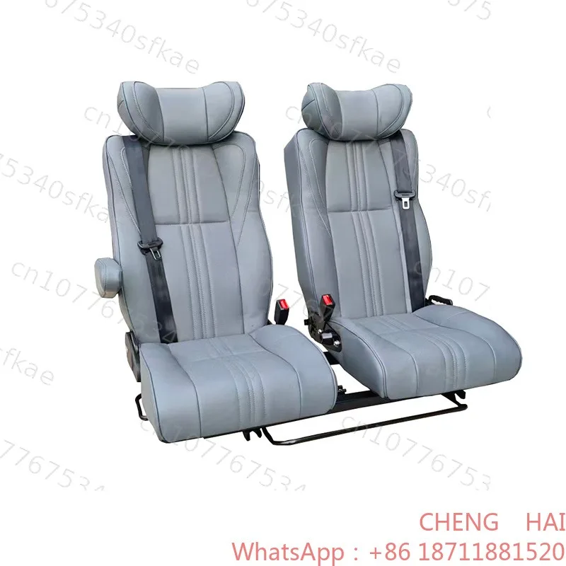 Customized Two Person Rotating PU Leather Seats with Pull-Out Feature for Extra Space Removable Jump Seat for Sprinter Van Motor