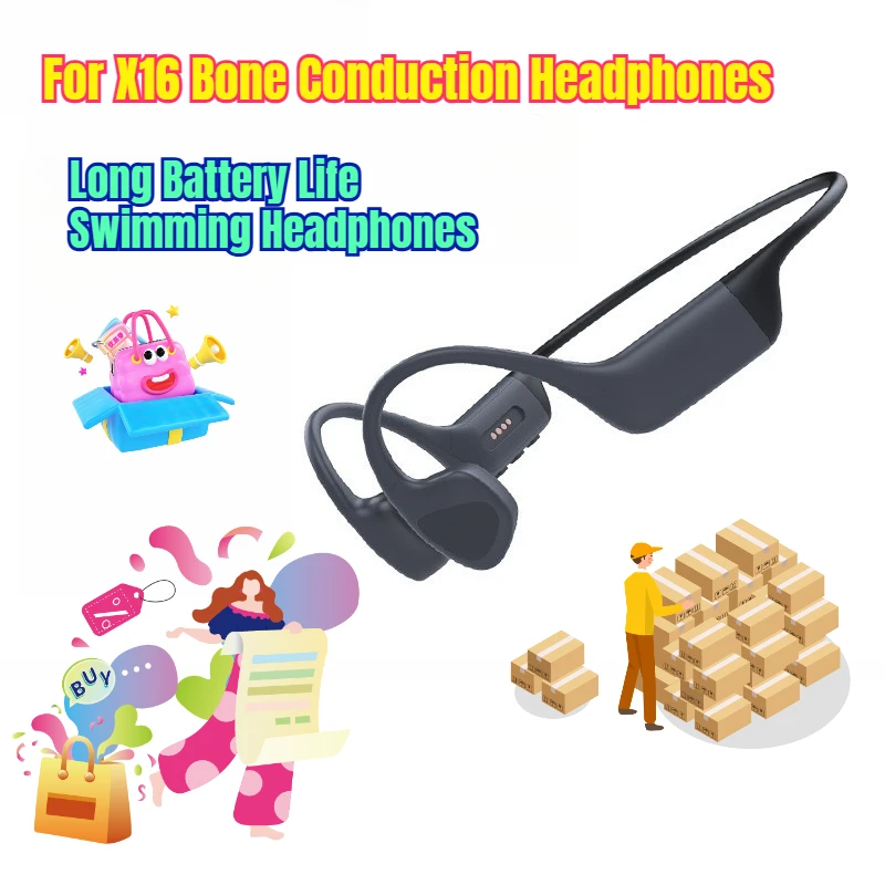 

For X16 Bone Conduction Headphones Liquid Silicone Coated Open-Ear Bluetooth Long Battery Life Swimming Headphones