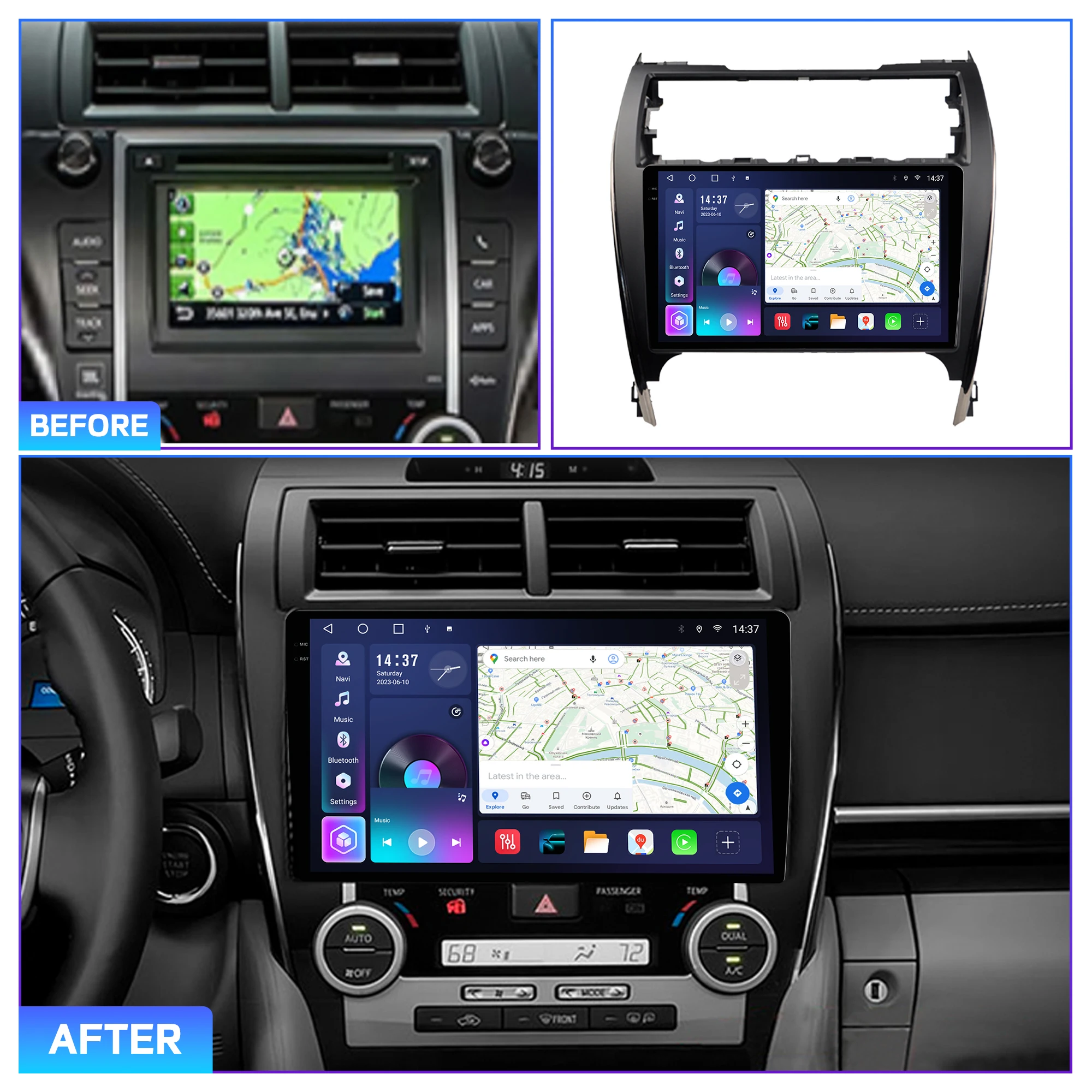 Penhui Android Car DVD Player Screen for Toyota Camry Americas 2012-2014 Audio Video 2 Din DSP  Bluetooth  Carplay