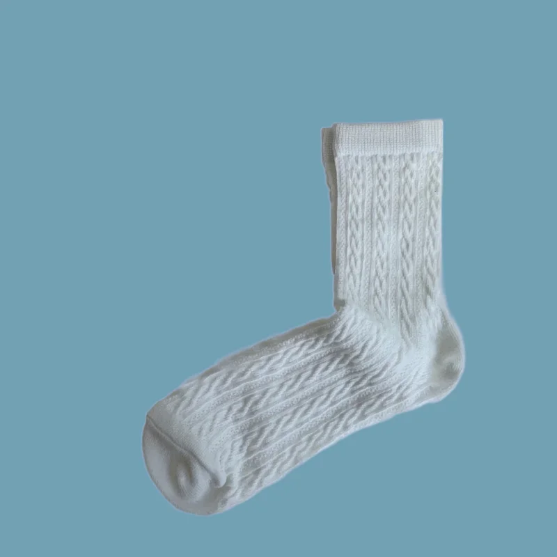 Chaussettes à tube moyen pour femmes, décontractées, fines, mignonnes, torsadées, solides, document étudiant, confortables, empilées, nouvelle mode, 3/10, 2024 paires