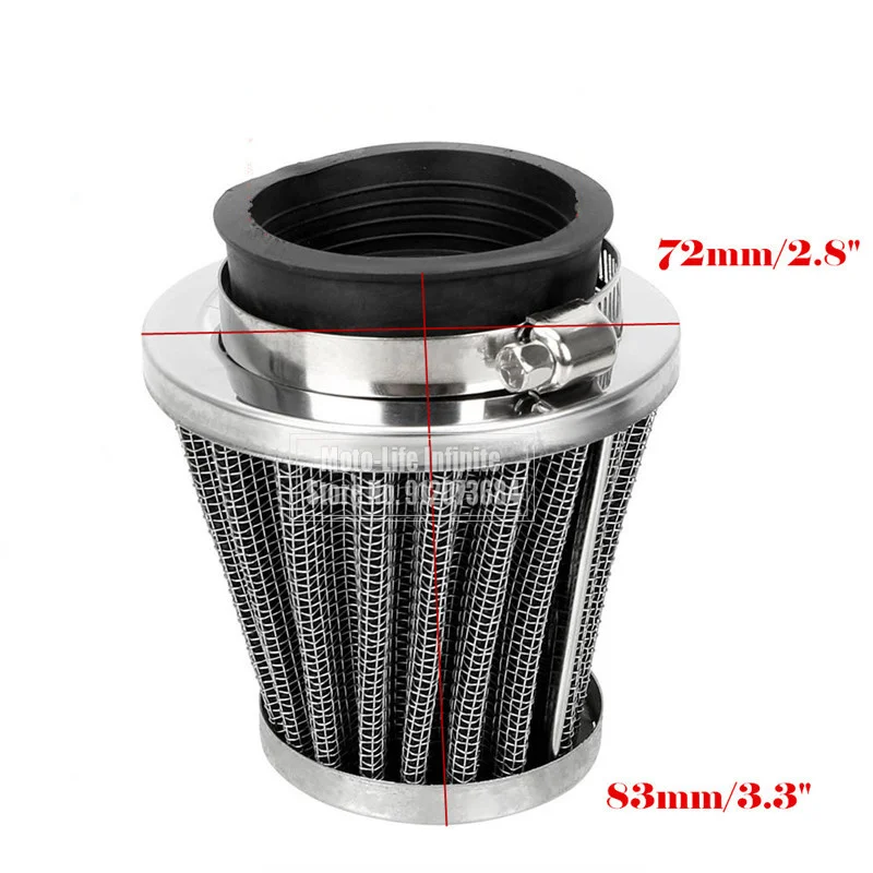 Motorcycle Air Filter Mushroom Head 35/39/42/44/48/50/52/54/60mm Universal Clamp On Pod Cleaner For ATV Pit Dirt Bike Scooter