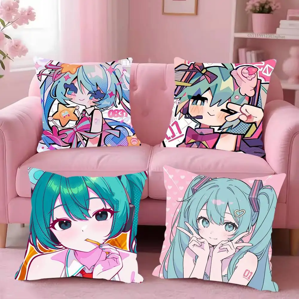 M-Miku 19th Happy birthday Pillow Case For Living Room Bedroom Hotel Pattern Printed Cushion Cover Decorations and Protector