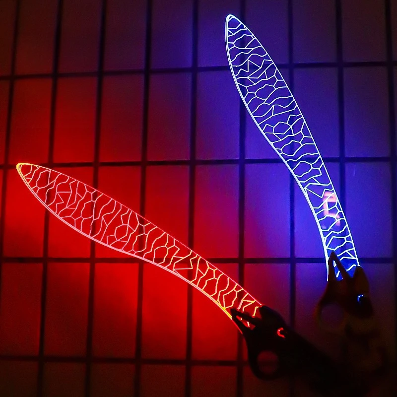 Game Peripheral Nepal Rainbow Glowing Knife Acrylic Glow Glasses Luminous Toy Knifes Creative weapons Model Ornament Boy Gift