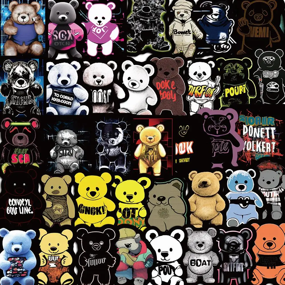 

10/50PCS Bear Dark Fashion Cool Stickers Graffiti Pack DIY Skateboard Motorcycle Suitcase Stationery Decals Decor Phone Laptop