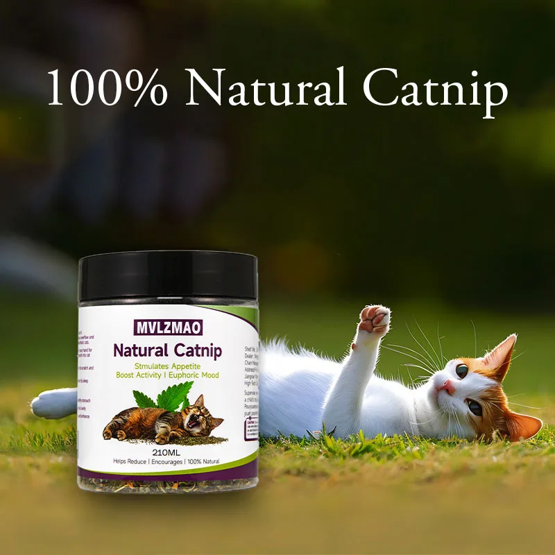Cat Toys - Silvervine Catnip for Cats, 100% Natural Catnip Catnip Herbal Tea Loose Leaf, 210ML, Safe for All Cat Ages Pet Supply
