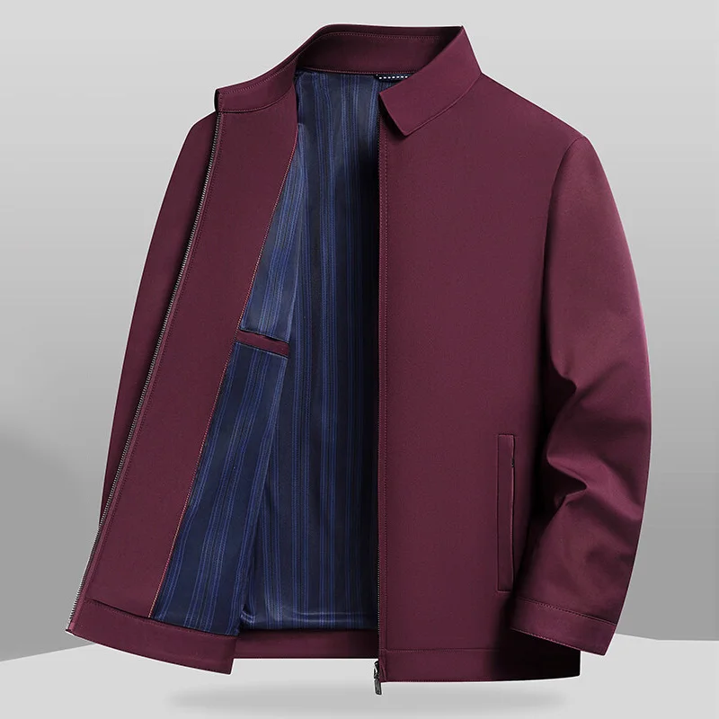 

Man Coat Spring Autumn Thin Simple Solid Color Turn Down Collar Male Jacket Long Sleeve Zipper Breathable Business Men Outerwear