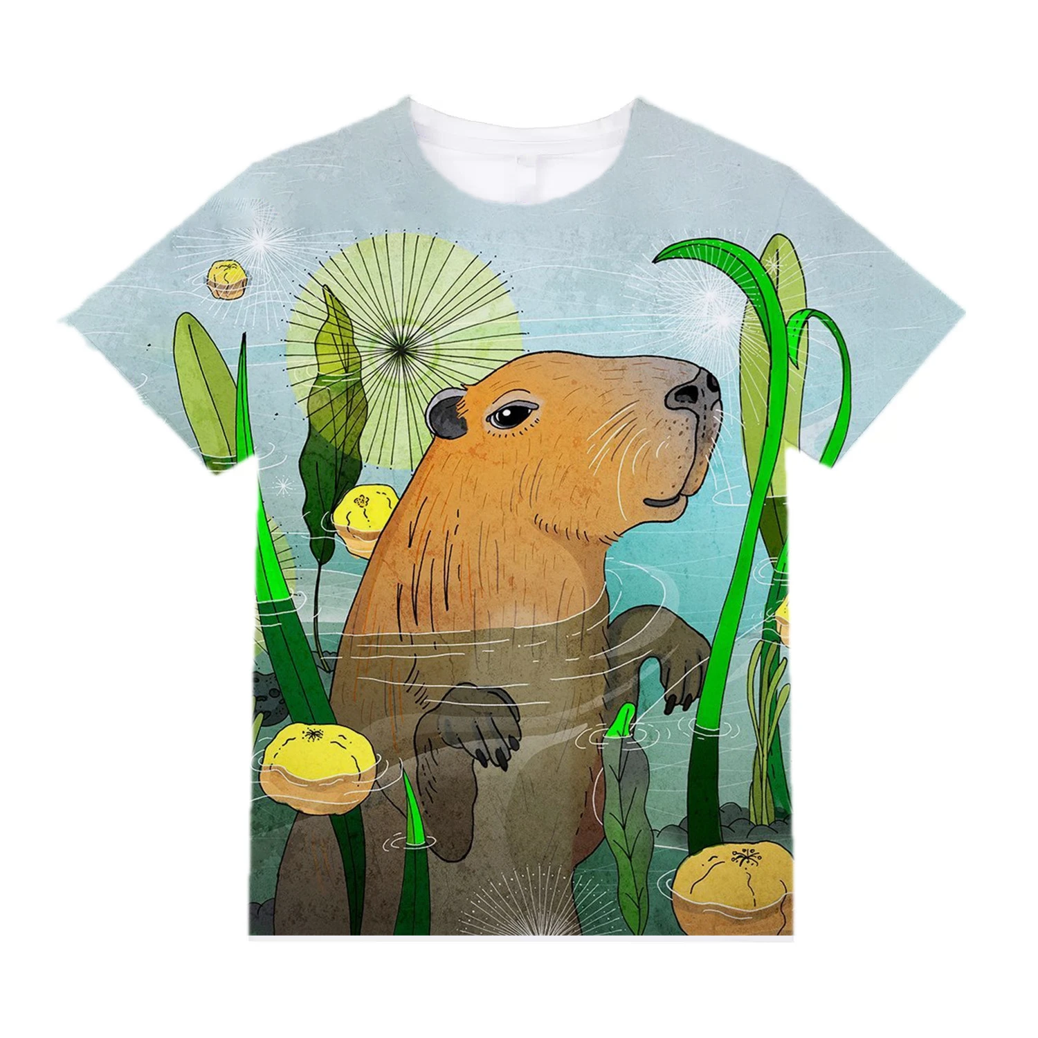 

Funny Capybara Graphic 3D Printed T Shirt For Men Cartoon Animal Short Sleeve T-Shirts Summer Kids Casual Y2k Boys Tees