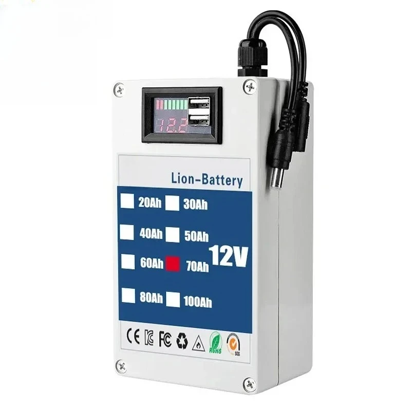 DC 12v 100AH Lithium Ion Rechargeable Battery High Capacity Ac Power Charger with 4 Kinds of Traffic Development +USB Charging