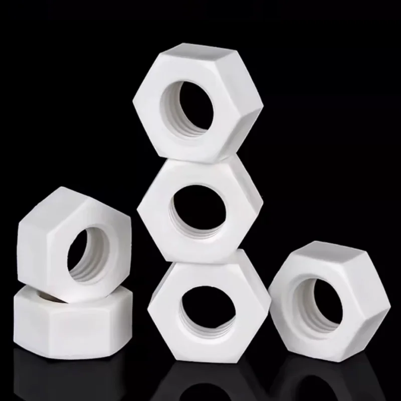 1/5/10/20/50Pcs White PP Plastic Hexagon Nuts M3 M4 M5 M6 M8 M10 M12 M14-M27 Corrosion Resistant Polypropylene Hex Lock Nuts
