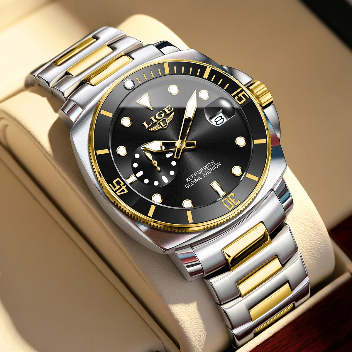 LIGE Original Luxury Male Wristwatch Luminous Waterproof Date Fashion Men Clock Steel Strap Quartz Business Men's Watches