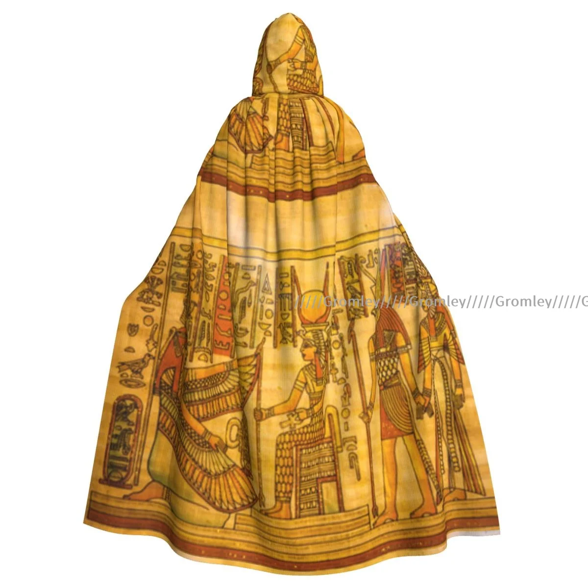 Medieval Halloween Cosplay Cloak Hooded Coat Egypt Papyrus Cape Coat Long Trench Costume Wizard Cloak