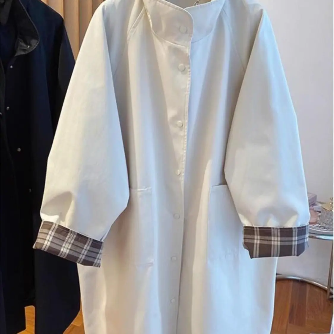Premium stand-up collar medium and long trench coat light and thin coat spring and autumn new loose high-end British coat