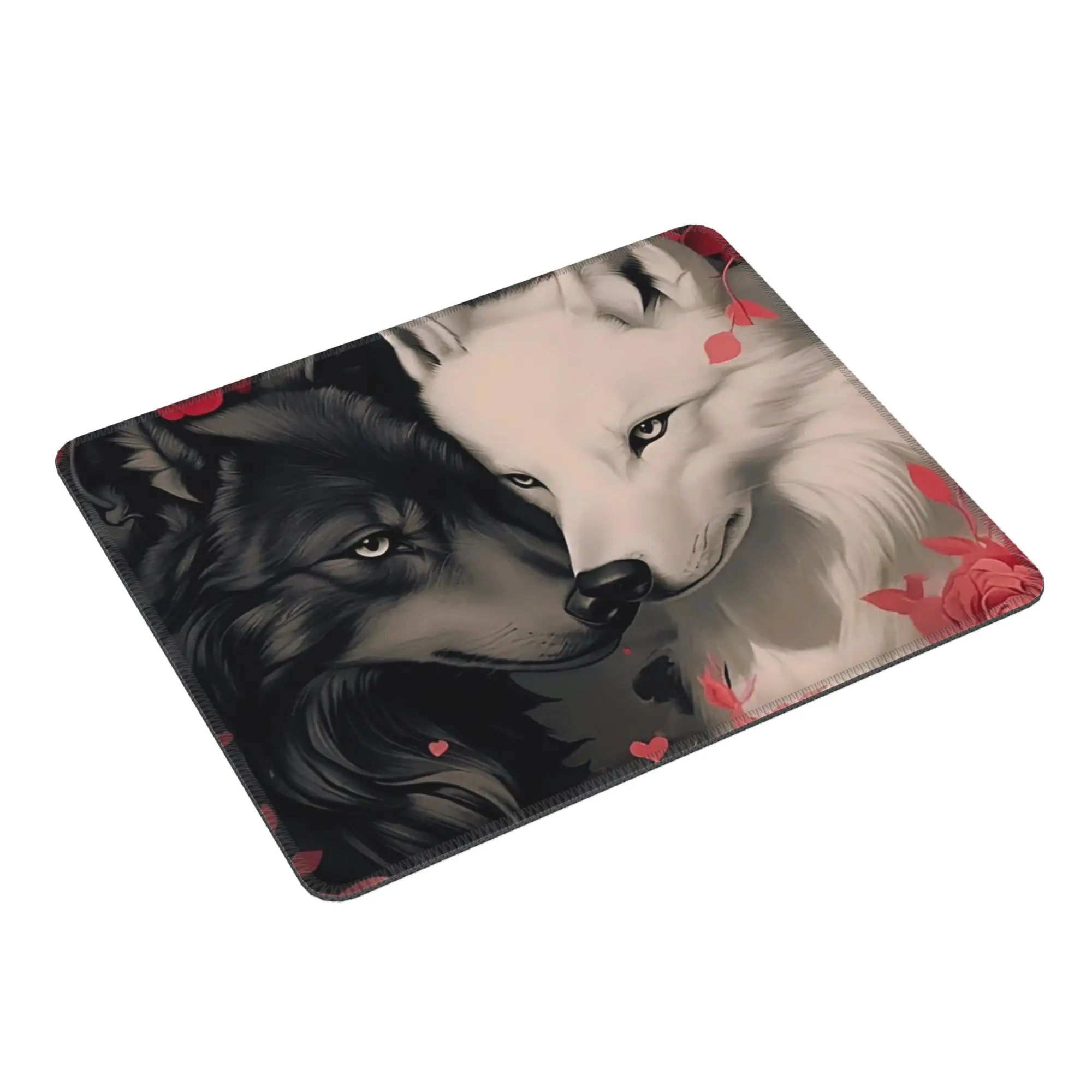 Black Wolf And White Wolf Print Mouse Pad Computer Keyboard Mouse Mat Gaming PC Laptop Desk Mat Office Table Mats