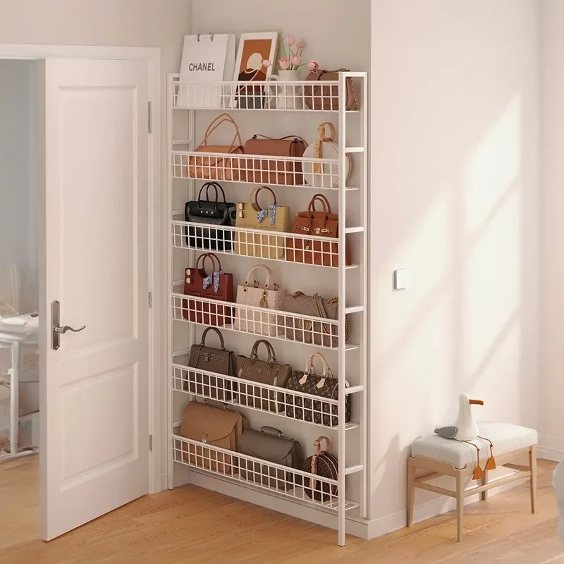 One-piece multi-layer ultra-thin crevice display rack for bags