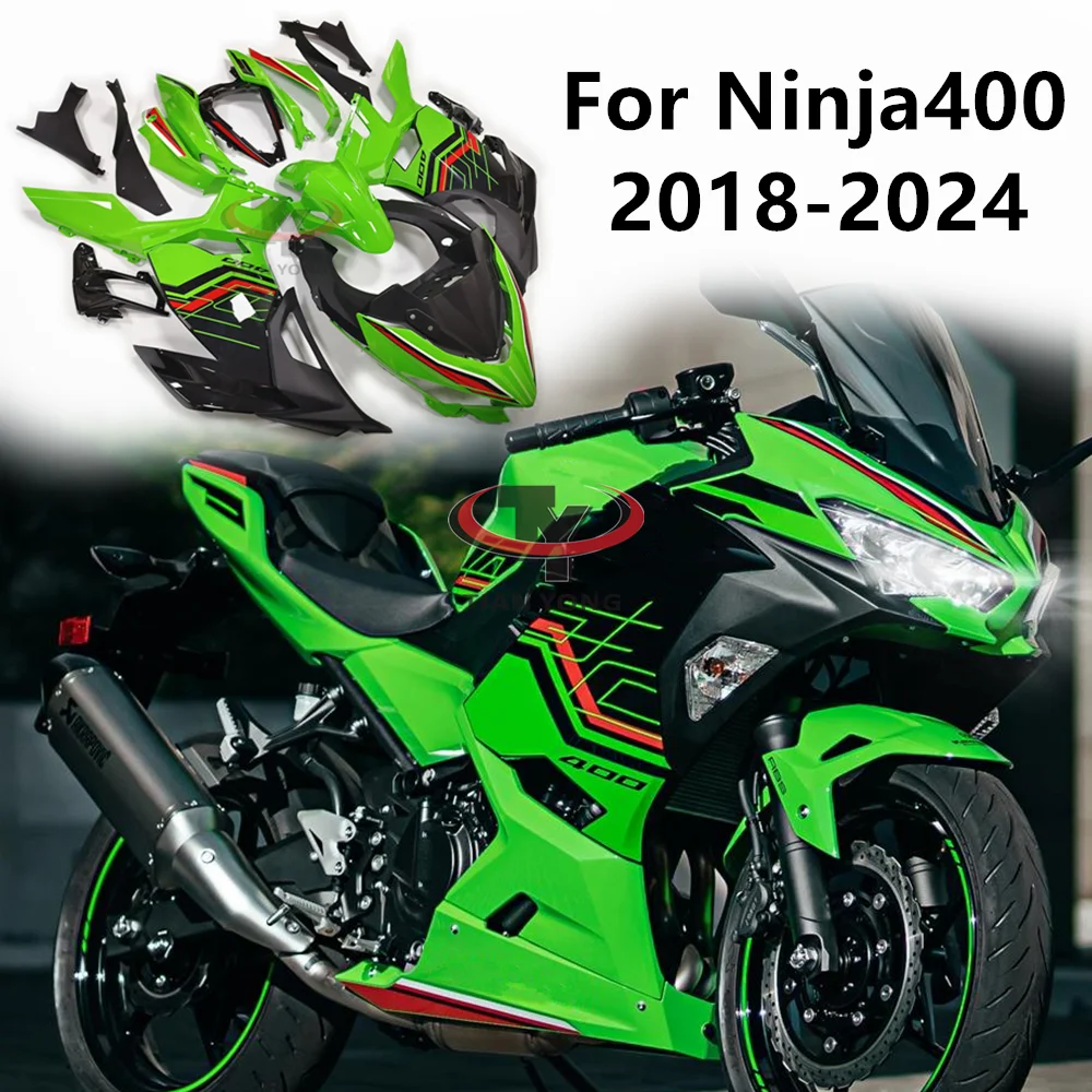 Motorcycle For Ninja400 ninja 400 2018-2024 Full Fairing Kit Bodywork Cowling Injection 2023 Prints with Green and Black Lines