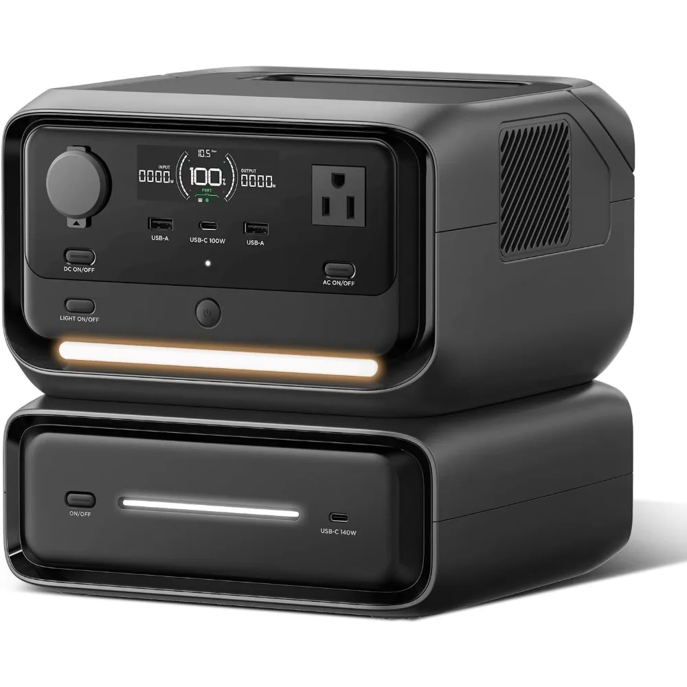 

Portable Power Station River 3 Plus with EB300 Extra Battery, Expand Capacity from 286Wh to 572Wh, 3 Up to 1200W AC Outlets