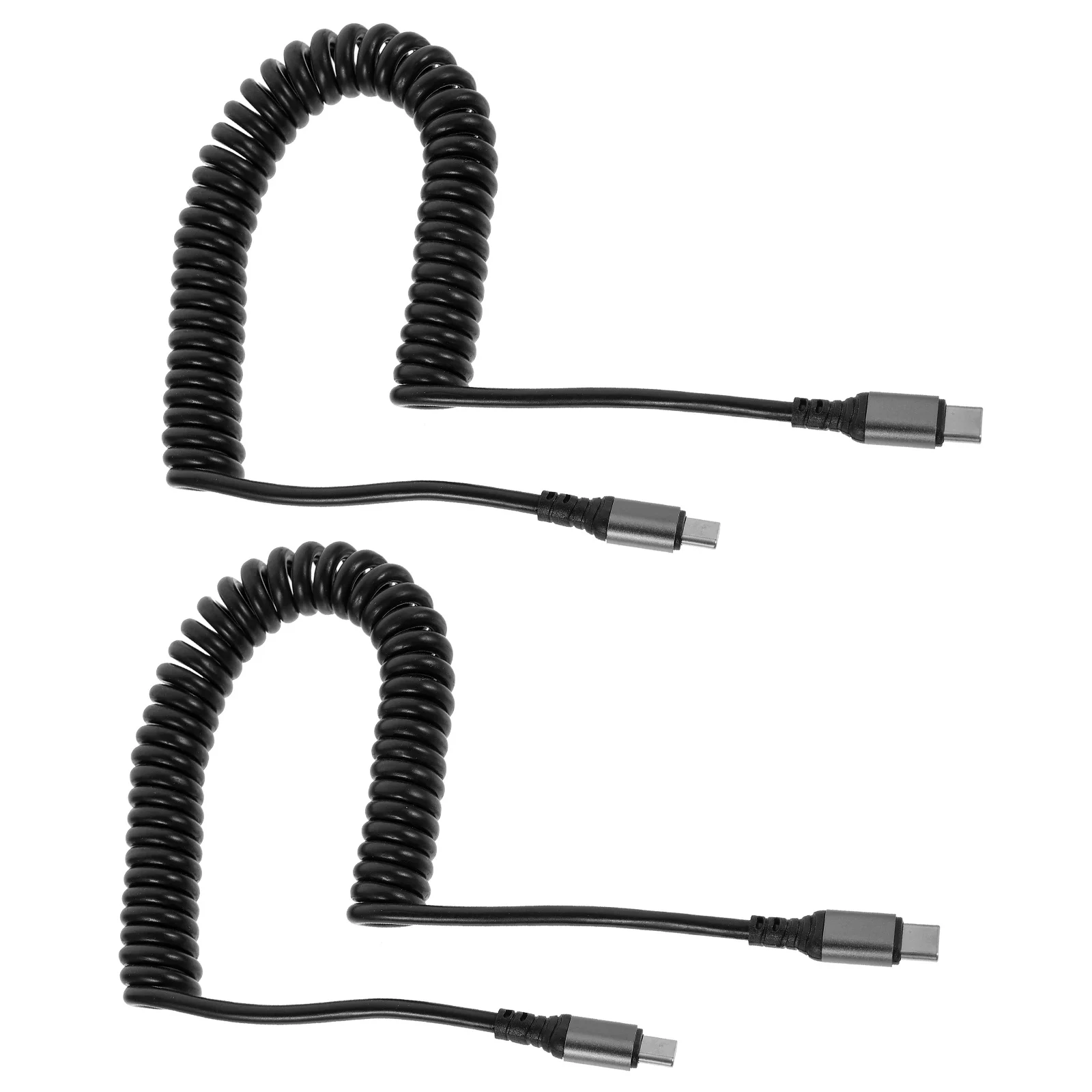 

2Pcs Fast Charging Type-C Cable Car Spring Design 1.8m Data Sync USB Type-C Cord Flexible Phone Charging Cable