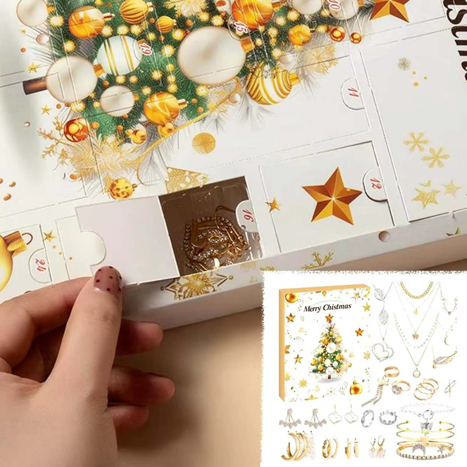 Countdown Calendar Advent Jewelry Box Christmas Jewelry Gift Box for Kids Birthday Christmas Gifts