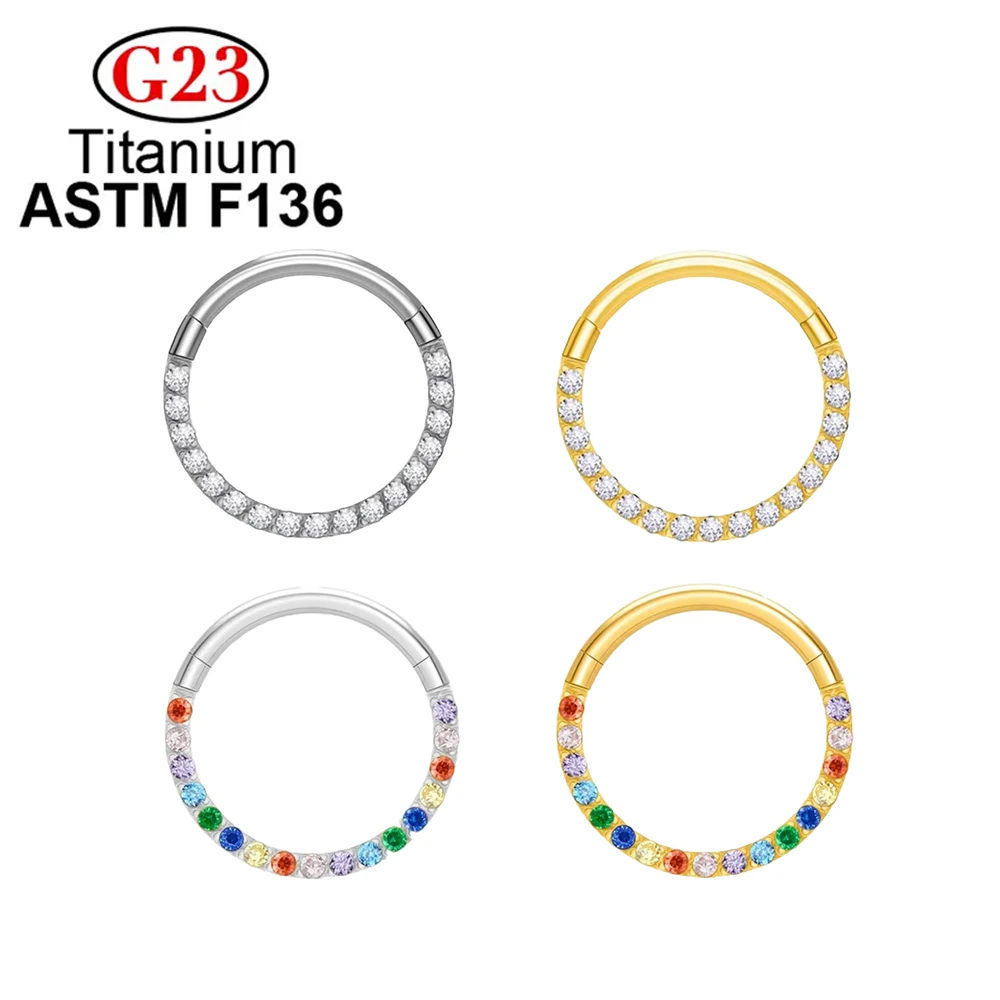 

ASTM F136 G23 Titanium 16G/18G Nose Rings Hinged Segment Ear Cartilage Tragus Earrings Hoops Septum Clicker Piercing Jewelry New