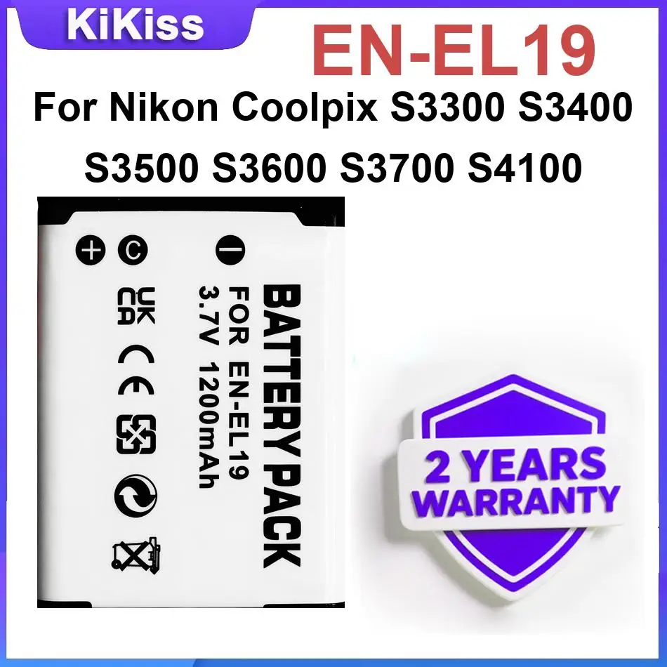 Camera Battery EN-EL19 For Nikon Coolpix S3300 S3400 S3500 S3600 S3700 S4100 Li-ion Polymer Batteries