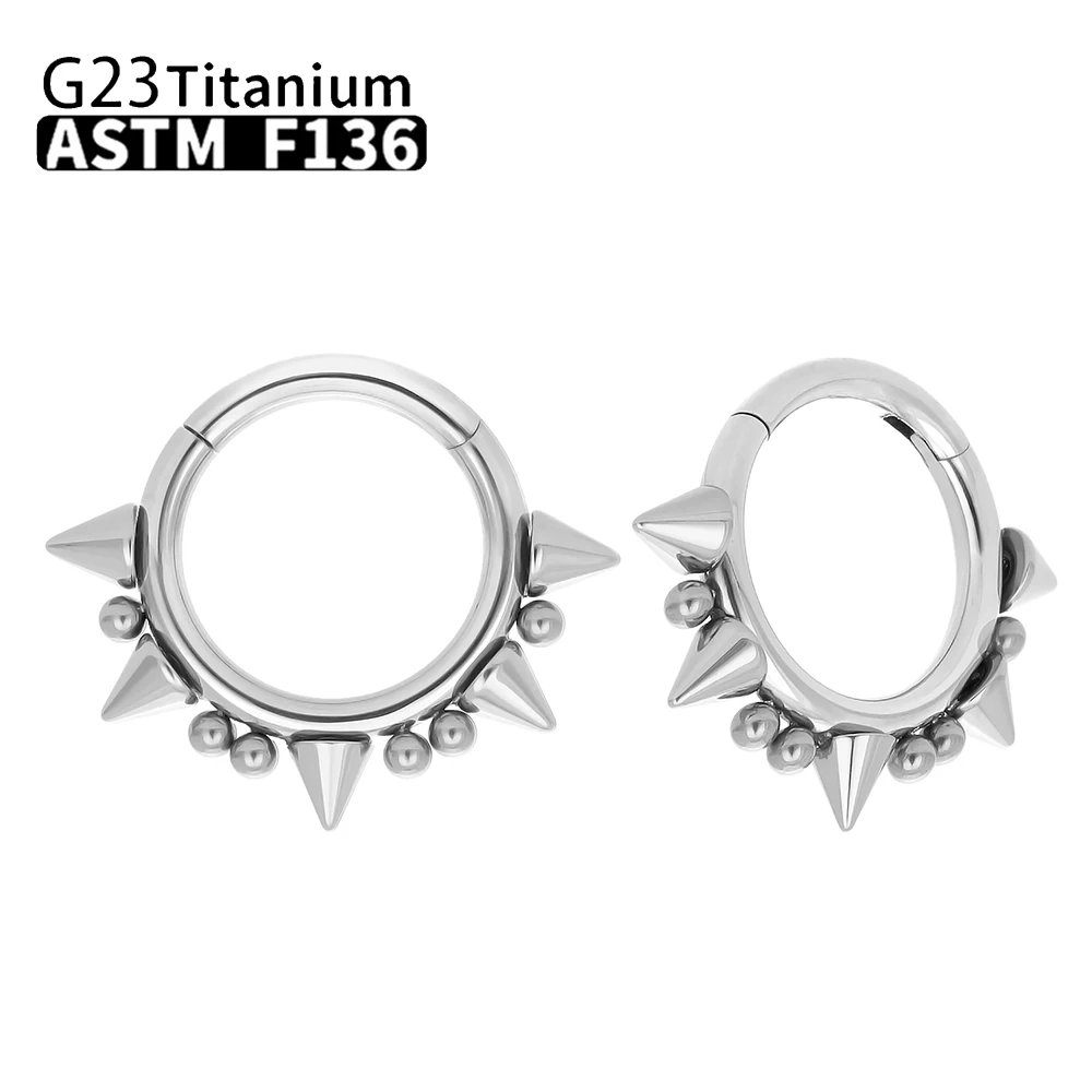 

G23 Titanium Nose Ring Hoops Nose Septum Eyebrow Ear Piercing Body Jewelry Cone Spike Circular Septum Earrings