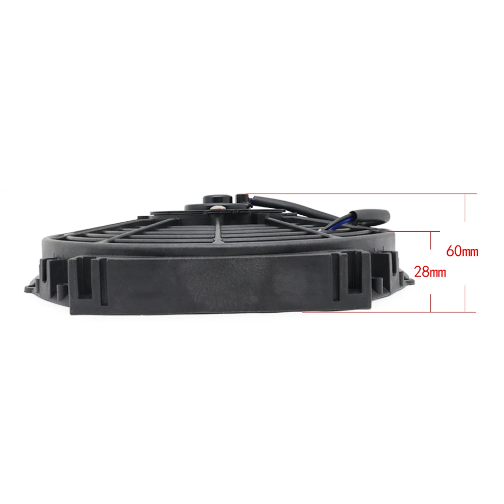 7 9 10 12 Inch Universal 12V 80W Slim Reversible Black Blade Electric Cooling Radiator Auto Fan Mounting Kit