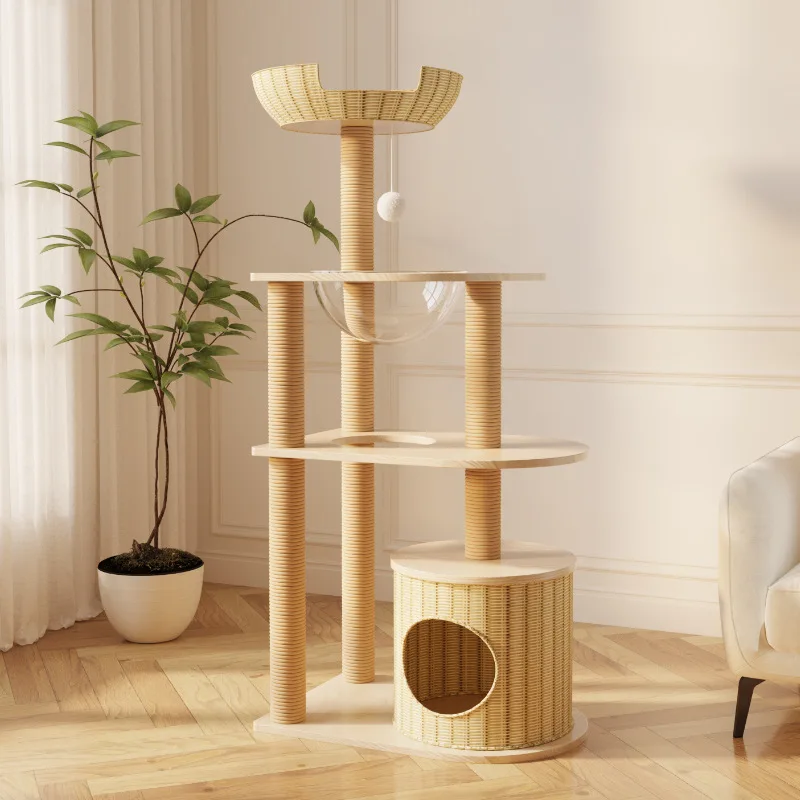 Árbol para gatos de ratán: torre de escalada con cama y plataforma - imagen 5