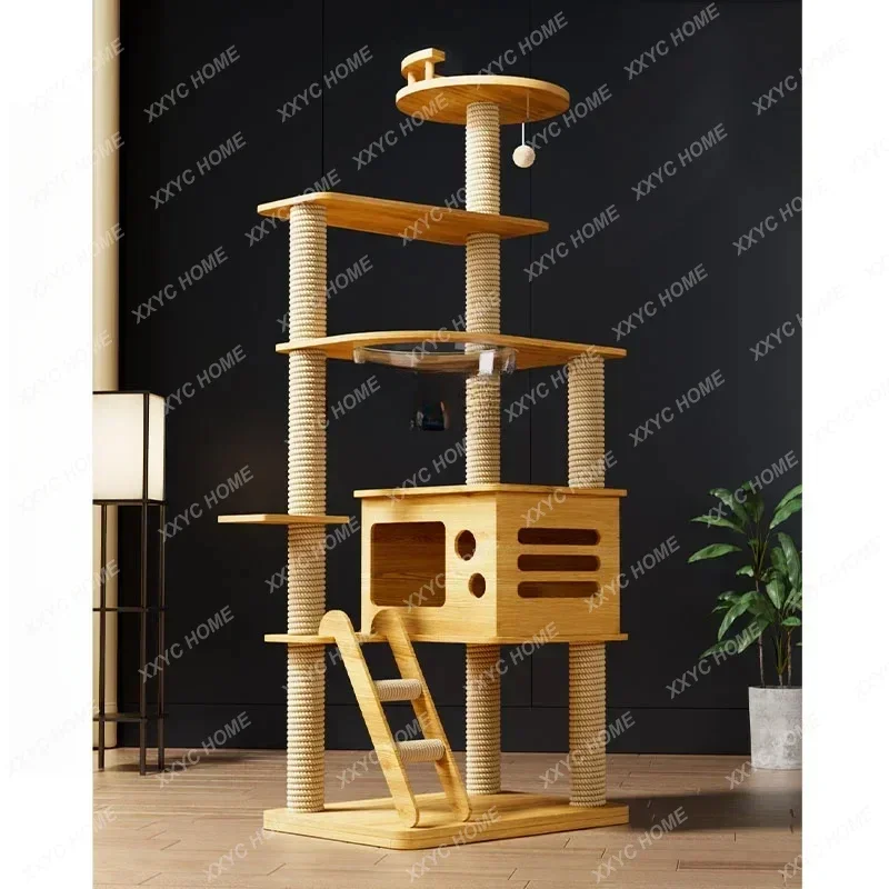 Wooden Large Cat Climbing Frame Cat Nest Tree Integration Does Not Cover an Area of Cat Climbing Frame