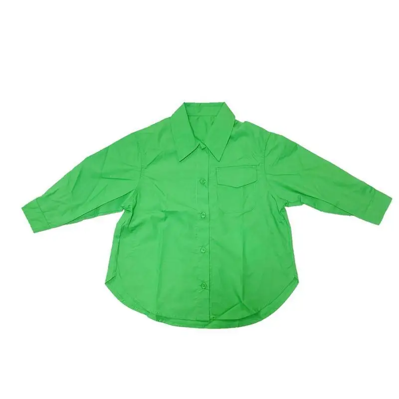 Fashion Baby Girl Thin Long Shirt Toddler Child Teens Green Tops Spring Autumn Summer Blousers Casual Baby Boy Clothes