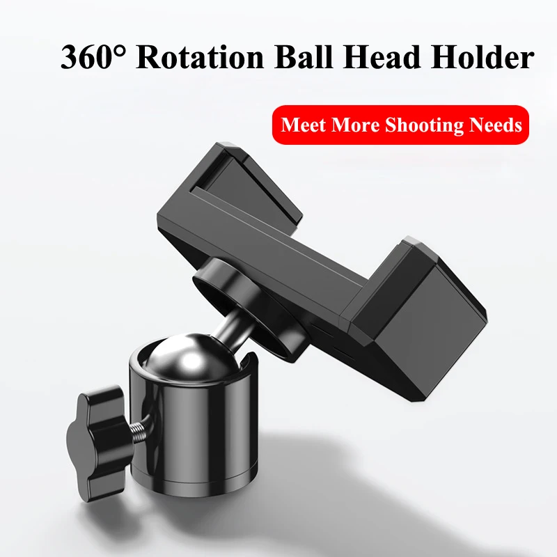 Universal Tripod Mount CellPhone Holder Clip Stand 1/4 Screw Ball Head Adapter For Selfie Stick Xiaomi 360 Rotate Camera Bracket